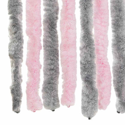 Insektsgardin silvergrå och rosa 100x200 cm chenille