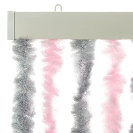 Insektsgardin silvergrå och rosa 100x220 cm chenille