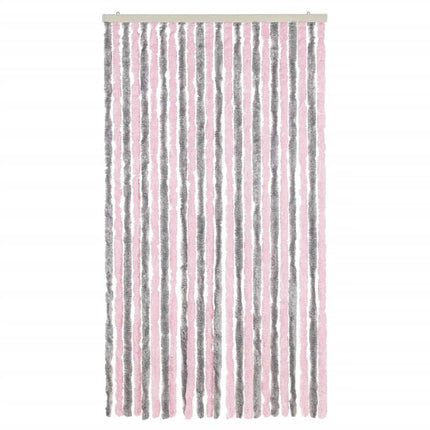 Insektsgardin silvergrå och rosa 100x230 cm chenille