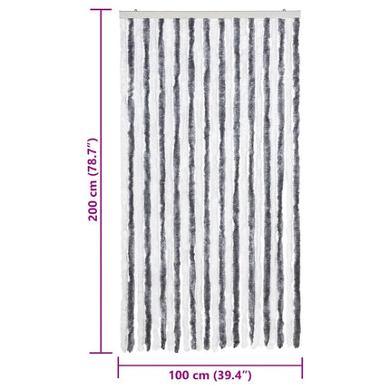 Insektsgardin grå och vit 100x200 cm chenille