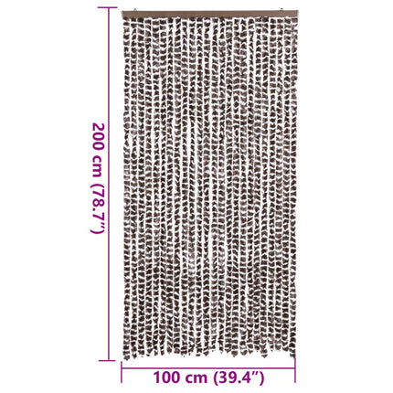 Insektsgardin brun och vit 100x200 cm chenille