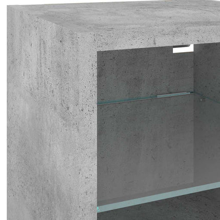 Tv-bänk 6 delar LED betonggrå konstruerat trä