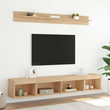 Tv-bänk 5 delar LED sonoma-ek konstruerat trä