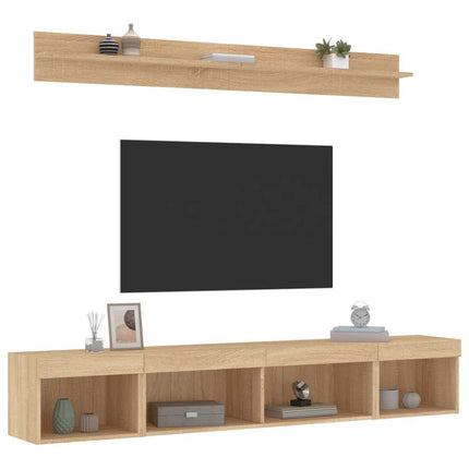 Tv-bänk 5 delar LED sonoma-ek konstruerat trä