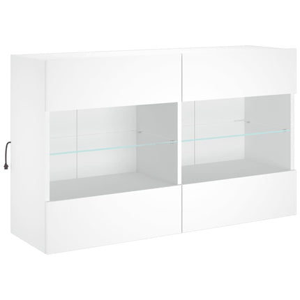 Väggmonterade tv-skåp 6 delar med LEDs vit