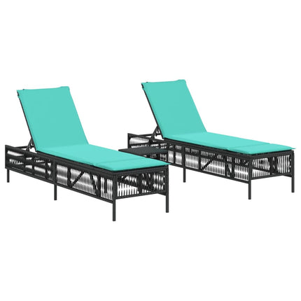 Solstolar 2 st med bord svart konstrotting