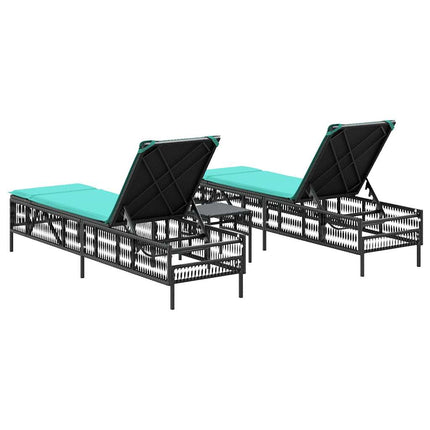 Solstolar 2 st med bord svart konstrotting