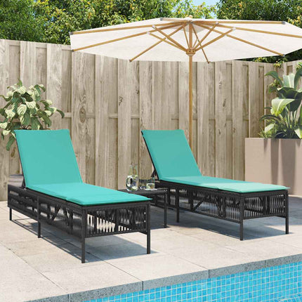 Solstolar 2 st med bord svart konstrotting