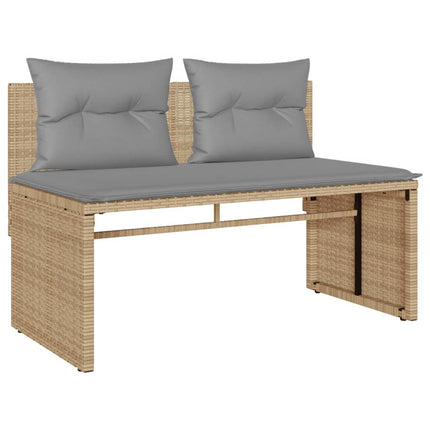 Soffgrupp för trädgård med dynor 4 delar beige konstrotting