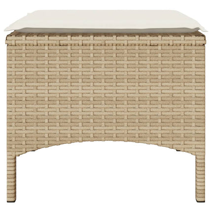 Trädgårdssoffa 2-sits med bord och pallar beige konstrotting