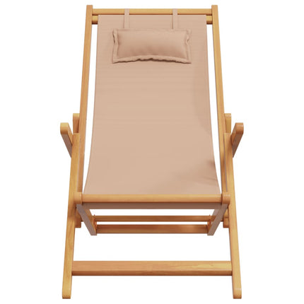 Hopfällbar strandstol taupe massivt eukalyptusträ och tyg