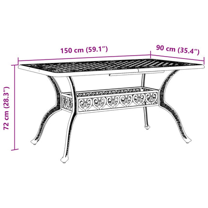 Trädgårdsbord vit 150x90x72 cm gjuten aluminium