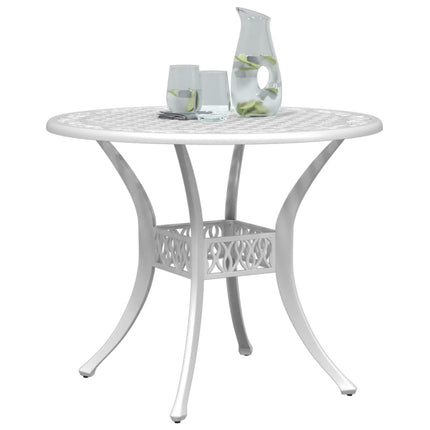 Trädgårdsbord vit Ø90x75 cm gjuten aluminium