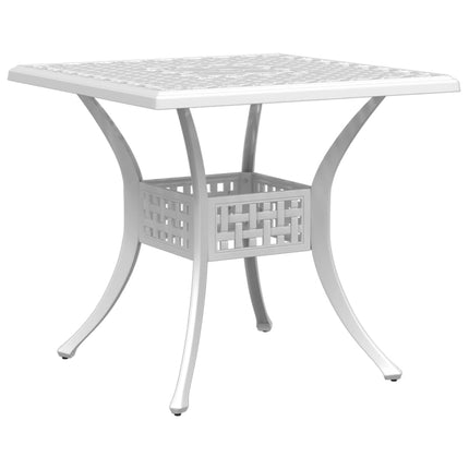 Trädgårdsbord vit 80x80x75 cm gjuten aluminium
