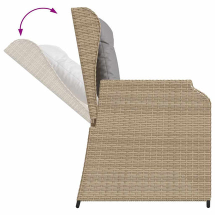 Justerbar trädgårdsbänk med dynor beige konstrotting