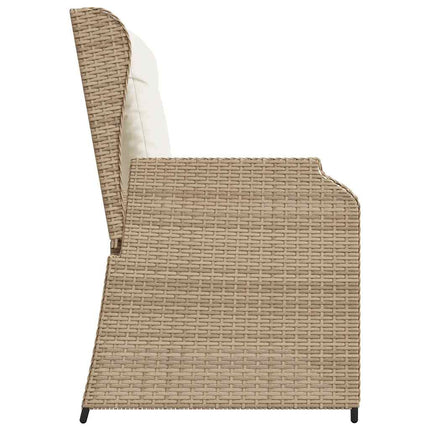 Justerbar trädgårdsbänk med dynor beige konstrotting