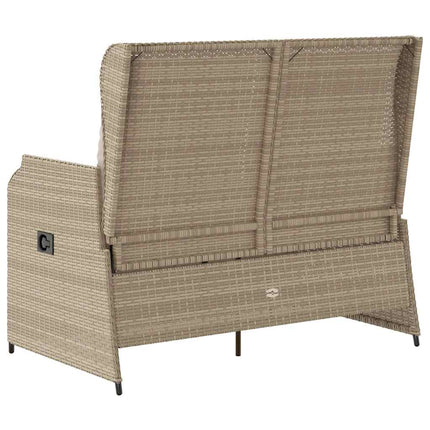 Justerbar trädgårdsbänk med dynor beige konstrotting