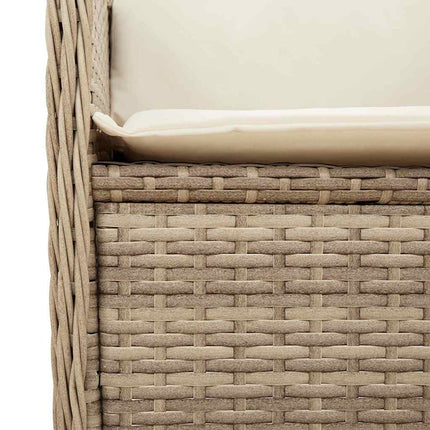 Justerbar trädgårdsbänk med dynor beige konstrotting