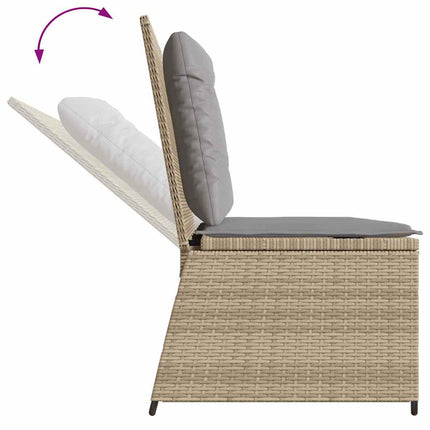 Justerbar trädgårdsbänk med dynor beige konstrotting