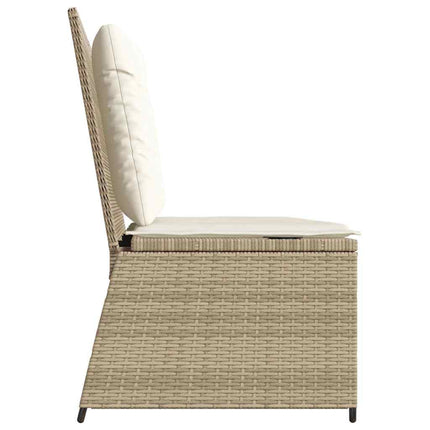 Justerbar trädgårdsbänk med dynor beige konstrotting