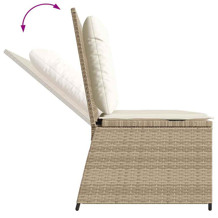 Justerbar trädgårdsbänk med dynor beige konstrotting