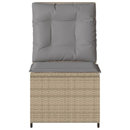 Ställbar fåtölj med dynor beige konstrotting