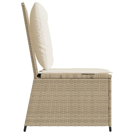 Ställbar fåtölj med dynor beige konstrotting