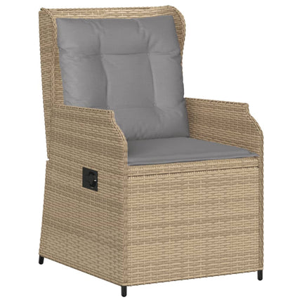 Justerbara trädgårdsstolar 2 st med dynor beige konstrotting