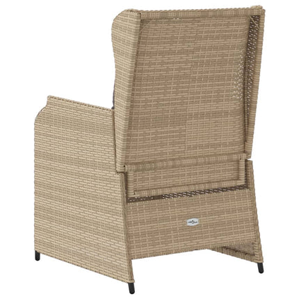Justerbara trädgårdsstolar 2 st med dynor beige konstrotting
