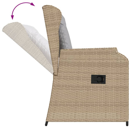 Justerbara trädgårdsstolar 2 st med dynor beige konstrotting
