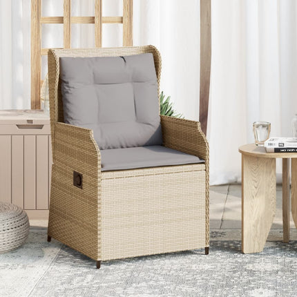 Justerbara trädgårdsstolar 2 st med dynor beige konstrotting