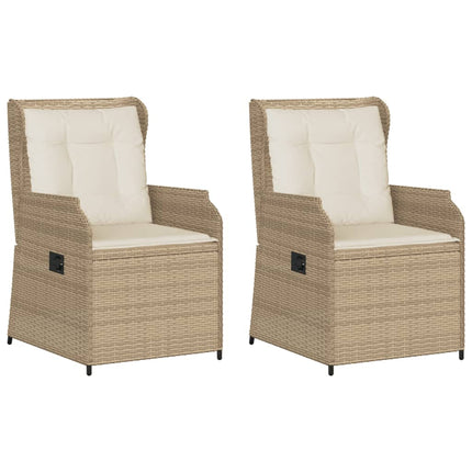 Justerbara trädgårdsstolar 2 st med dynor beige konstrotting