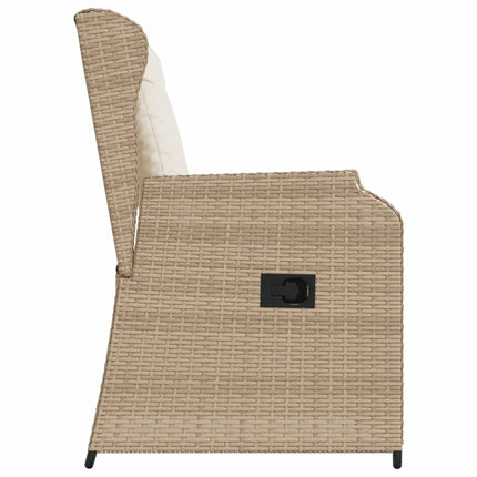 Justerbara trädgårdsstolar 2 st med dynor beige konstrotting