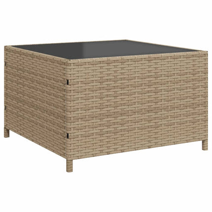 Trädgårdssoffa med bord och dynor L-formad beige konstrotting