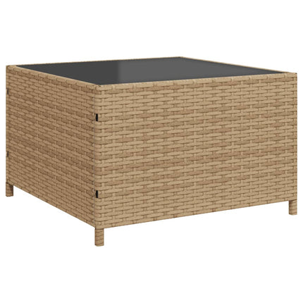 Trädgårdssoffa med bord och dynor L-formad beige konstrotting