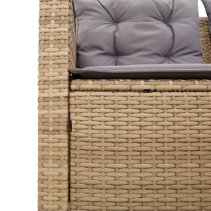 Trädgårdssoffa med bord och dynor L-formad beige konstrotting