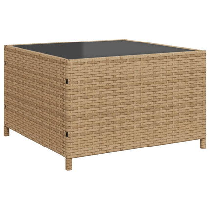 Trädgårdssoffa med bord och dynor L-formad beige konstrotting