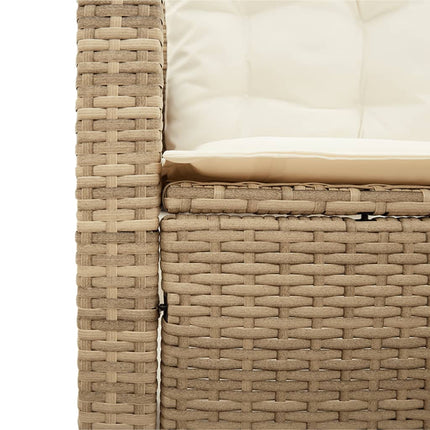 Trädgårdssoffa med bord och dynor L-formad beige konstrotting
