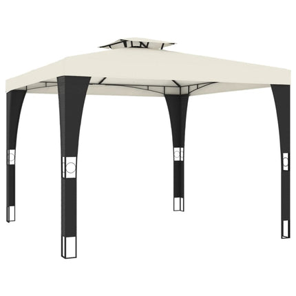 Paviljong med dubbelt tak gräddvit 2,98x2,98 m stål