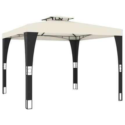 Paviljong med dubbelt tak gräddvit 2,98x2,98 m stål