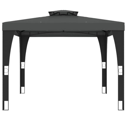 Paviljong med dubbelt tak antracit 2,98x2,98 m stål