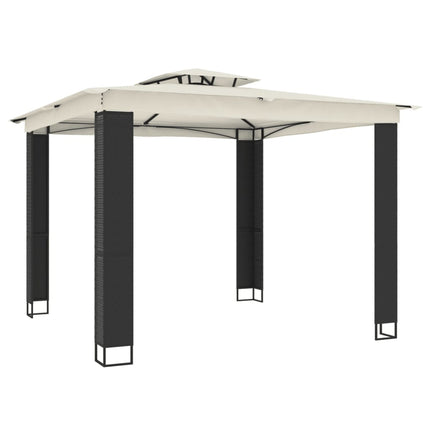 Paviljong med dubbelt tak gräddvit 2,94x2,94 m stål