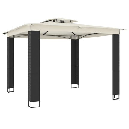 Paviljong med dubbelt tak gräddvit 2,94x2,94 m stål