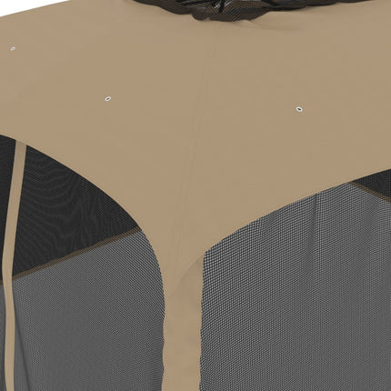 Paviljong med dubbelt tak & nätväggar taupe 3,93x2,93 m stål