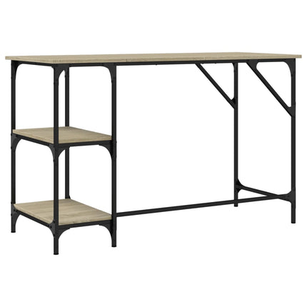 Skrivbord sonoma-ek 120x50x75 cm metall och konstruerat trä