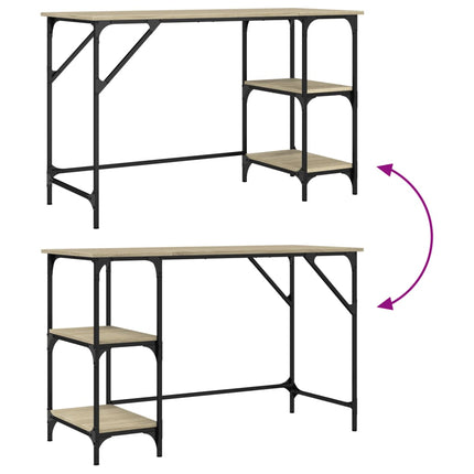 Skrivbord sonoma-ek 120x50x75 cm metall och konstruerat trä