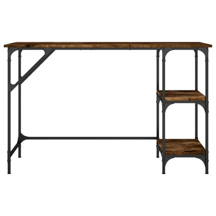Skrivbord rökfärgad ek 120x50x75 cm metall och konstruerat trä