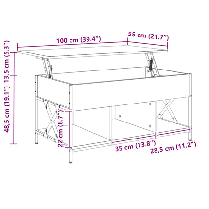 Soffbord sonoma-ek 100x55x50 cm konstruerat trä och metall