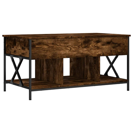 Soffbord rökfärgad ek 100x55x50 cm konstruerat trä och metall