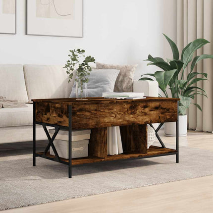 Soffbord rökfärgad ek 100x55x50 cm konstruerat trä och metall